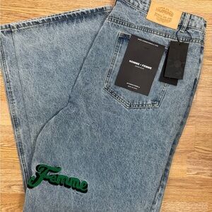 Homme femme all over patch work mens 40x 30 blue jeans new